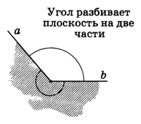 Угол разбивает плоскость на две части 